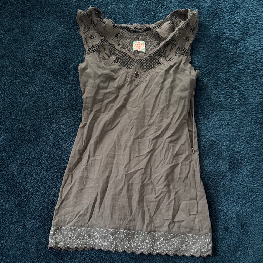 Free people Elegant Gray Lace Trim Top/Dress